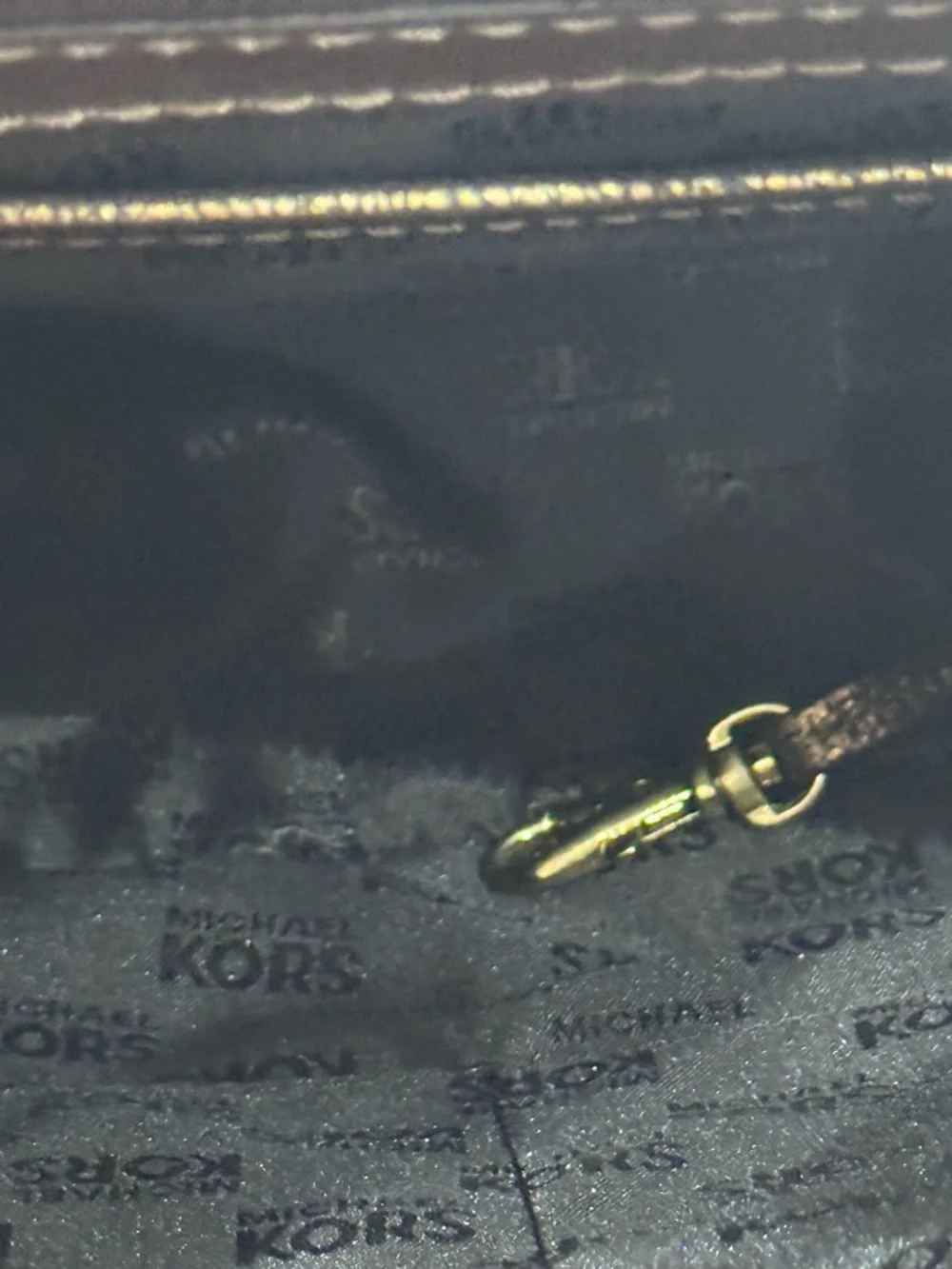 Vintage Michael Kors Brown & Gold Logo Tote with Snake-Print Center